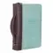 Medium Blessed is She Who Has Believed Light Blue and Brown Faux Leather Fashion Bible Cover - Luke 1:45