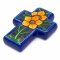 Mexican Painted Sunflower Block Cross - Dark Blue