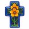 Mexican Painted Sunflower Block Cross - Dark Blue