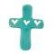 Small Soapstone Cross with Hearts - Turquoise