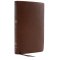 NKJV, Thinline Reference Bible, Large Print, Premium Goatskin Leather, Brown, Premier Collection, Comfort Print