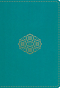 ESV Large Print Compact Bible, Teal, Imitation Leather, Gilt-Edged, Double-Column, Words Of Christ In Red, Ribbon Marker, Concordance, Bouquet Design, Smyth-Sewn Binding