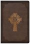 KJV Large Print Compact Reference Bible, Celtic Cross Brown LeatherTouch