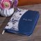 Blue Pearlized Floral Faux Leather Large Print Thinline K J V Bible with Zippered Closure and Thumb Index