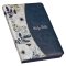 Blue Pearlized Floral Faux Leather Large Print Thinline K J V Bible with Zippered Closure and Thumb Index