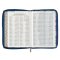 Blue Pearlized Floral Faux Leather Large Print Thinline K J V Bible with Zippered Closure and Thumb Index