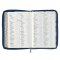 Blue Pearlized Floral Faux Leather Large Print Thinline K J V Bible with Zippered Closure and Thumb Index