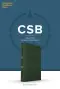 CSB Giant Print Single-Column Bible, Olive LeatherTouch