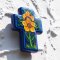 Mexican Painted Sunflower Block Cross - Dark Blue