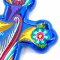 Mexican Painted Ornate Bird Cross - Blue