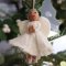 Handmade Felt Fair trade Christmas Angel Hanging Tree Decoration - White