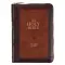 KJV Bible Compact Faux Leather, Burgundy/Saddle Tan w/zipper