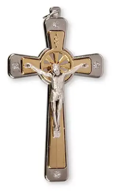 3 1/2" Metal Crucifix with Swarovski Crystals