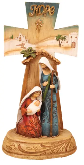 9" Resin Nativity Cross