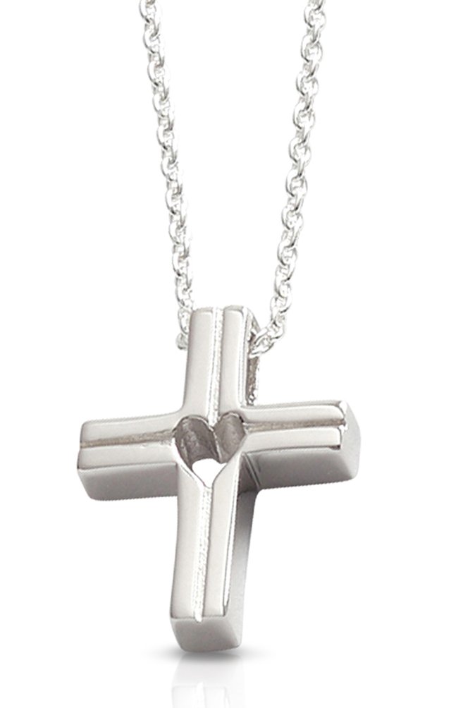 Silver heart and cross on sale necklace