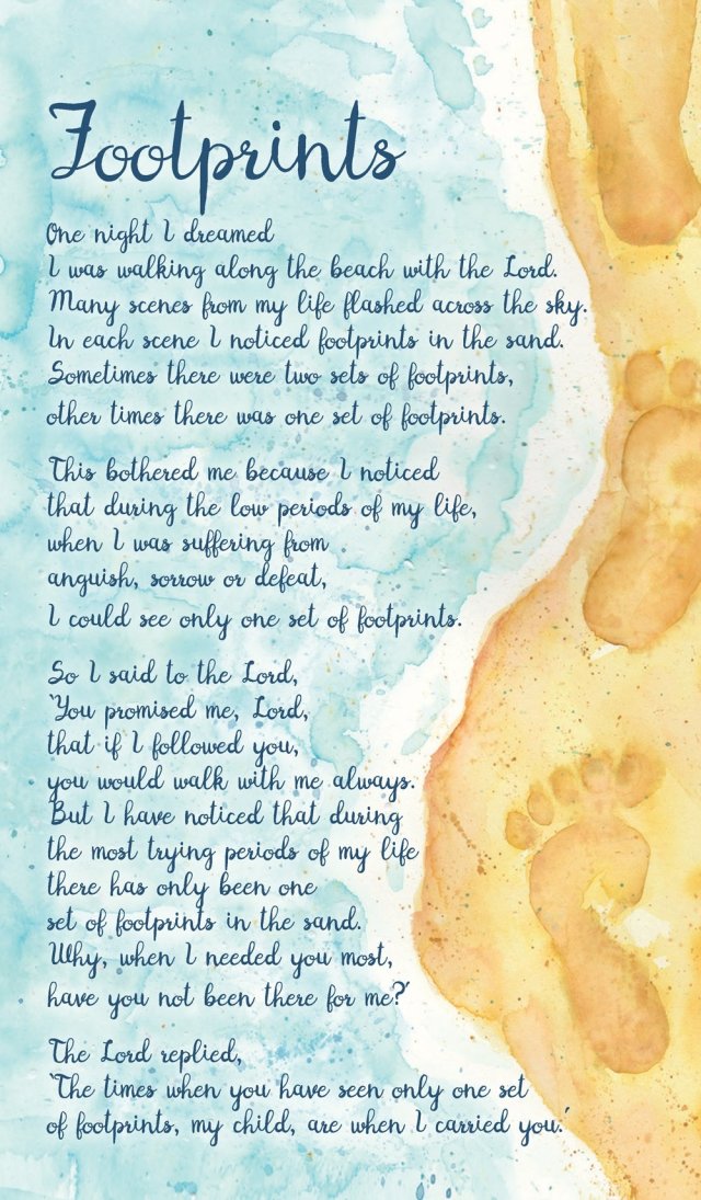 Footprints Prayer Cards Pack of 20 | Eden.co.uk