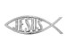 Auto Decal-Jesus/Fish-Silver (5.5" x 2") (Pack Of 6)