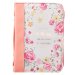 Medium He Works All Things Peach Faux Leather Bible Cover With Handle – Romans 8:28