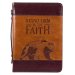 Large  Stand Firm in Faith Bear Brown Faux Leather Classic Bible Cover - 1 Corinthians 16:13