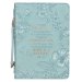 Large I Know The Plans I Have for You, Debossed Floral Teal Design Faux Leather Bible Cover - Jeremiah 29:11