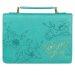 Medium Amazing Grace Teal Flower Faux Leather Bible Cover