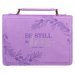 Large Be Still and Know Protective Purple Floral Faux Leather Fashion Bible Cover - Psalm 46:11