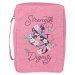 Large "Strength & Dignity" - Proverbs 31:25, Pink Butterfly Floral Polyester Canvas Bible Cover