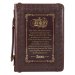 Medium The Lord's Prayer Walnut Brown & Burgundy w/Gold Bible Cover,