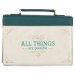 Large All Things are Possible Teal Bible Cover- Mat. 19:26  Gold Zip,