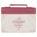 Large Be Strong & Courageous Plum Pink Vegan Leather Fashion Bible Cover   - Joshua 1:9