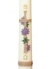 30" x 2" Paschal Candle with Passiflora Flowers Gold/Purple Design Wax Relief