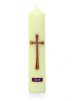 30" x 2" Paschal Candle with Red/Gold Cross with Alpha & Omega in Cross Wax Relief