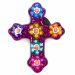 Mexican Painted Magnet Cross - Pink