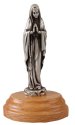 Lady Of Lourdes Metal Statue with Pear Wood Base