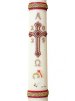 30" x 2" Paschal Candle with Alpha/Omega Lamb of God with Two Bands Wax Relief