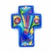 Mexican Painted Bird Block Cross - Blue