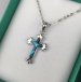 Inlaid Shell Cross Pendant Blue