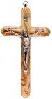 8" Olive Wood Embossed Crucifix