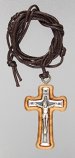 1 1/4" Small Olive Wood Crucifix with 32 Inch Cord