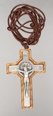 2" Small Olive Wood St. Benedict Crucifix with 28 Inch Cord