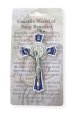 3" Blue Enamel Metal Saint Benedict Crucifix