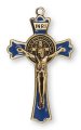 3" Blue Metal Enamel Benedict Crucifix