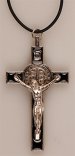 3" Black Enamel St Benedict Metal Crucifix