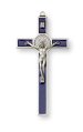 3" Blue Enamel Metal Saint Benedict Crucifix