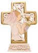 4" Resin Communion Cross for Girls with Gold Highlights