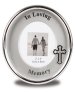 Silver Plated In Loving Memory Oval Photo Frame with Cross Motif