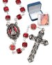 Ruby Pearl Finish Glass Capped Rosary