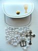 Imitation White Pearl Communion Rosary In Purse