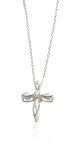 Silver Petal Cross Pendant with CZ Centre