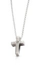 Small Brushed Silver CZ Set Cross Pendant